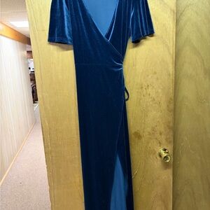 Blue Velvet Wrap Maxi Dress - Women